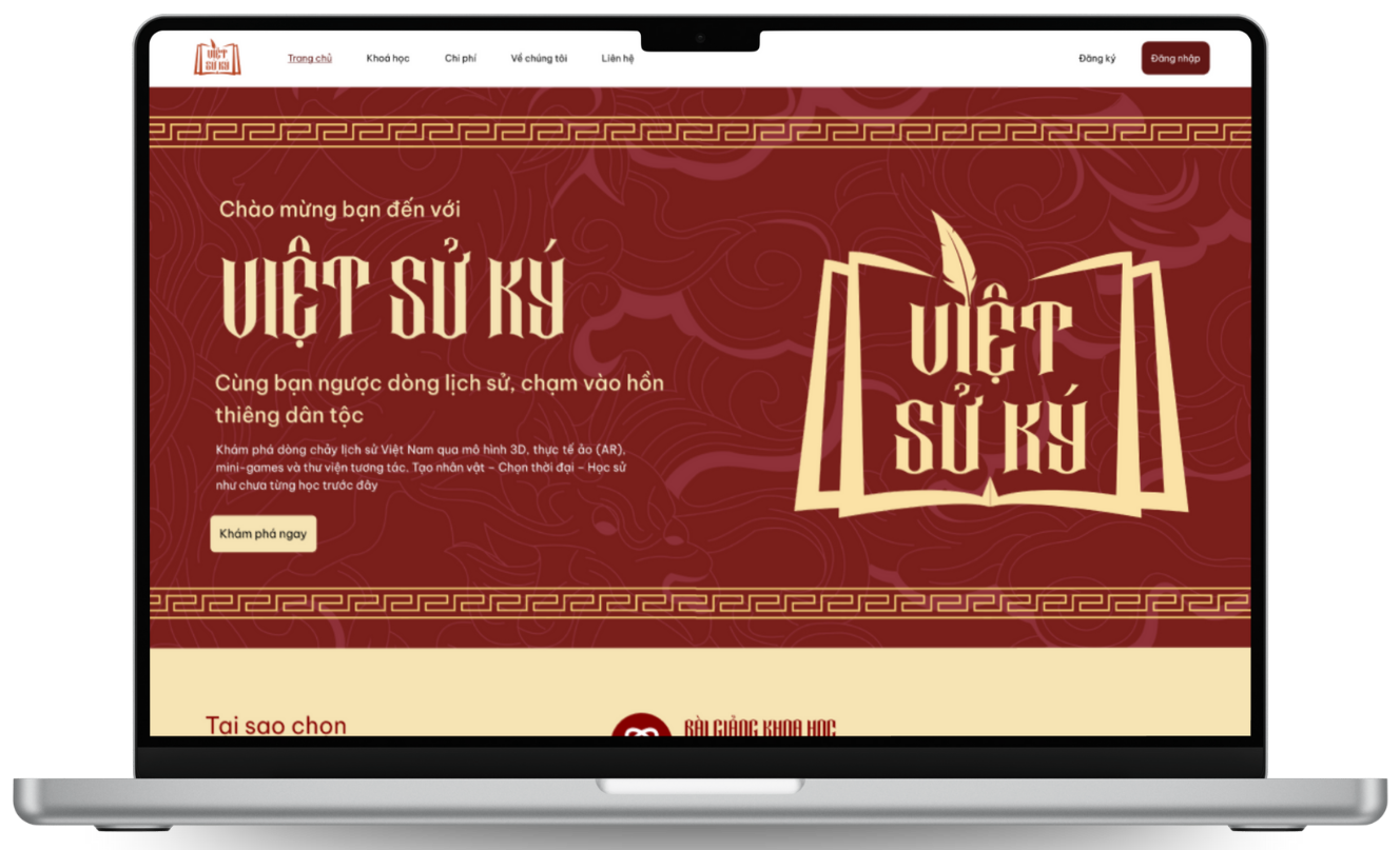 Việt Sử Ký trên laptop
